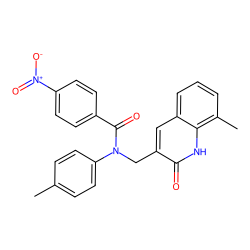 N-[(8-methyl-2-oxo-1H-quinolin-3-yl)methyl]-N-(4-methylphenyl)-4-nitrobenzamide structure