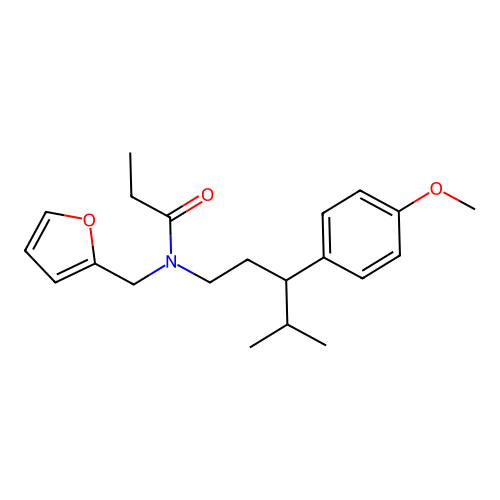 N-(furan-2-ylmethyl)-N-[3-(4-methoxyphenyl)-4-methylpentyl]propanamide structure