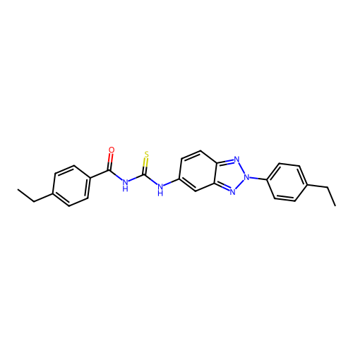 4-ethyl-N-{[2-(4-ethylphenyl)-2H-benzotriazol-5-yl]carbamothioyl}benzamide structure