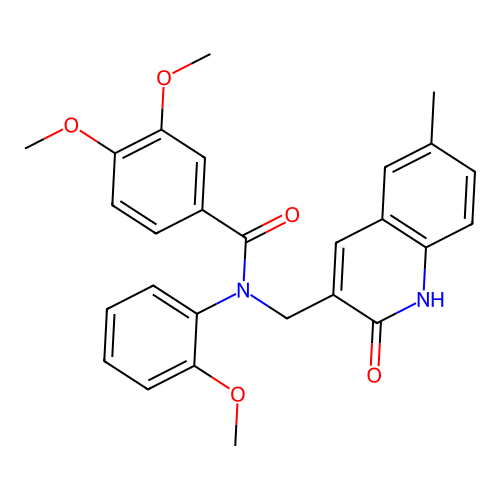 3,4-dimethoxy-N-(2-methoxyphenyl)-N-[(6-methyl-2-oxo-1H-quinolin-3-yl)methyl]benzamide structure