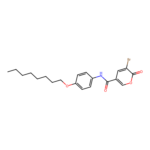 3-bromo-N-(4-(octyloxy)phenyl)-2-oxo-2H-pyran-5-carboxamide structure