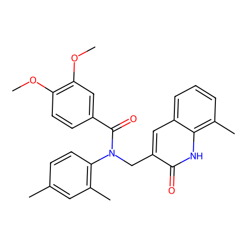 N-(2,4-dimethylphenyl)-3,4-dimethoxy-N-[(8-methyl-2-oxo-1H-quinolin-3-yl)methyl]benzamide structure