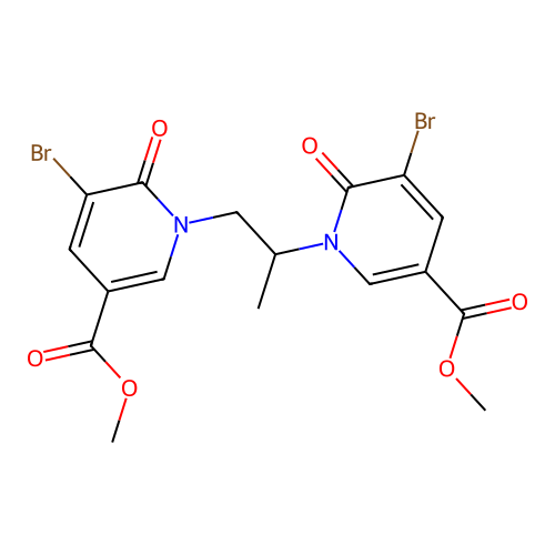 dimethyl 1,1'-(propane-1,2-diyl)bis(5-bromo-6-oxo-1,6-dihydropyridine-3-carboxylate) structure