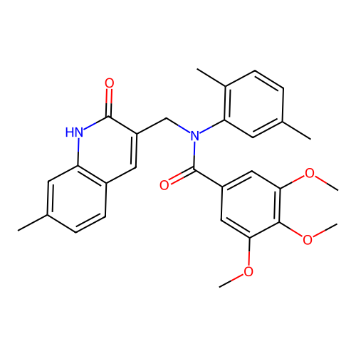 N-(2,5-dimethylphenyl)-3,4,5-trimethoxy-N-[(7-methyl-2-oxo-1H-quinolin-3-yl)methyl]benzamide structure