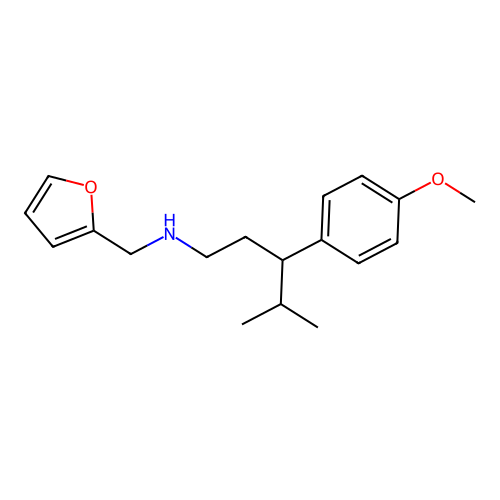 N-(furan-2-ylmethyl)-3-(4-methoxyphenyl)-4-methylpentan-1-amine structure