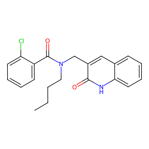 N-butyl-2-chloro-N-[(2-oxo-1H-quinolin-3-yl)methyl]benzamide structure