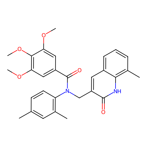 N-(2,4-dimethylphenyl)-3,4,5-trimethoxy-N-[(8-methyl-2-oxo-1H-quinolin-3-yl)methyl]benzamide structure