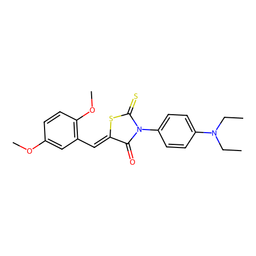 (Z)-3-(4-(diethylamino)phenyl)-5-(2,5-dimethoxybenzylidene)-2-thioxothiazolidin-4-one structure