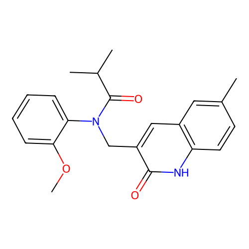 N-((2-hydroxy-6-methylquinolin-3-yl)methyl)-N-(2-methoxyphenyl)isobutyramide structure