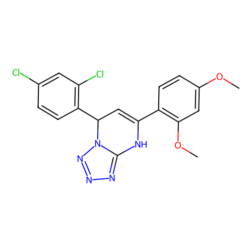 7-(2,4-dichlorophenyl)-5-(2,4-dimethoxyphenyl)-1,7-dihydrotetrazolo[1,5-a]pyrimidine structure