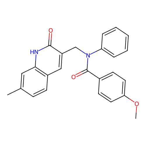 4-methoxy-N-[(7-methyl-2-oxo-1H-quinolin-3-yl)methyl]-N-phenylbenzamide structure