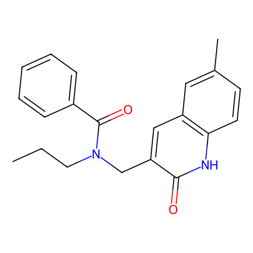 N-[(6-methyl-2-oxo-1H-quinolin-3-yl)methyl]-N-propylbenzamide structure