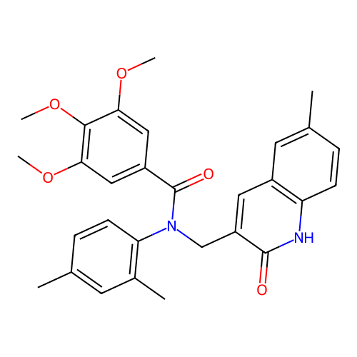 N-(2,4-dimethylphenyl)-3,4,5-trimethoxy-N-[(6-methyl-2-oxo-1H-quinolin-3-yl)methyl]benzamide structure