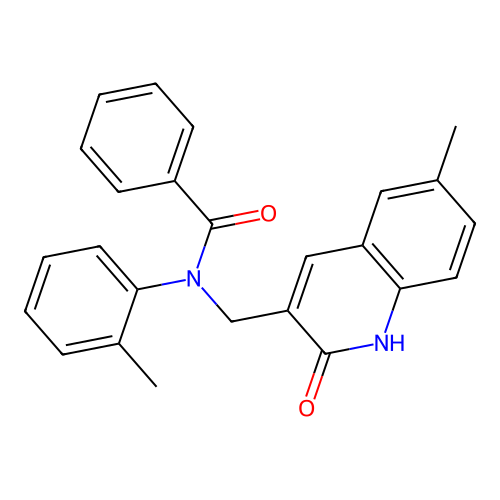 N-[(6-methyl-2-oxo-1H-quinolin-3-yl)methyl]-N-(2-methylphenyl)benzamide structure