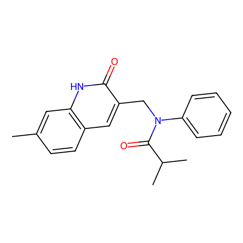 2-methyl-N-[(7-methyl-2-oxo-1H-quinolin-3-yl)methyl]-N-phenylpropanamide structure
