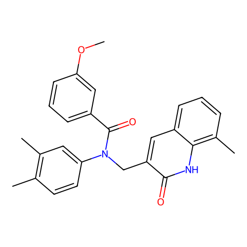 N-(3,4-dimethylphenyl)-3-methoxy-N-[(8-methyl-2-oxo-1H-quinolin-3-yl)methyl]benzamide structure