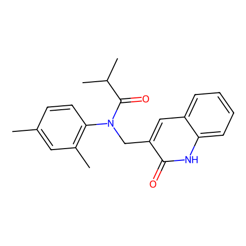 N-(2,4-dimethylphenyl)-2-methyl-N-[(2-oxo-1H-quinolin-3-yl)methyl]propanamide structure