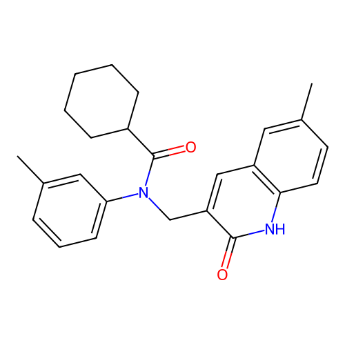 N-((2-hydroxy-6-methylquinolin-3-yl)methyl)-N-(m-tolyl)cyclohexanecarboxamide structure