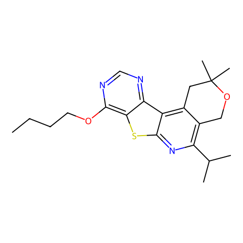8-butoxy-2,2-dimethyl-5-(propan-2-yl)-1,4-dihydro-2H-pyrano[4'',3'':4',5']pyrido[3',2':4,5]thieno[3,2-d]pyrimidine structure