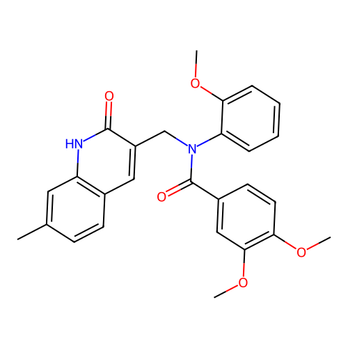 3,4-dimethoxy-N-(2-methoxyphenyl)-N-[(7-methyl-2-oxo-1H-quinolin-3-yl)methyl]benzamide structure