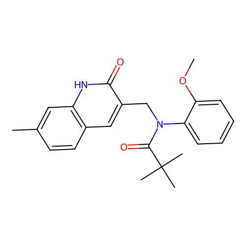 N-((2-hydroxy-7-methylquinolin-3-yl)methyl)-N-(2-methoxyphenyl)pivalamide structure