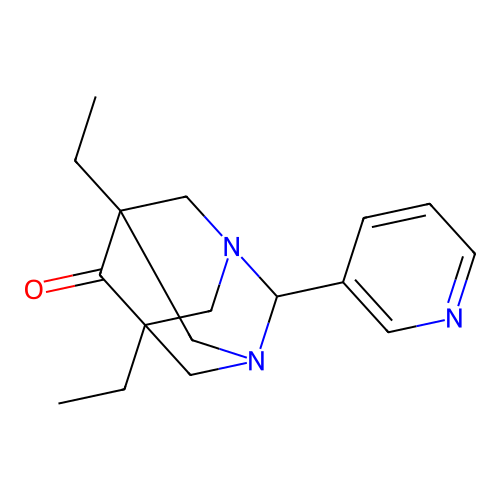 5,7-Diethyl-2-pyridin-3-yl-1,3-diaza-tricyclo[3.3.1.1*3,7*]decan-6-one structure