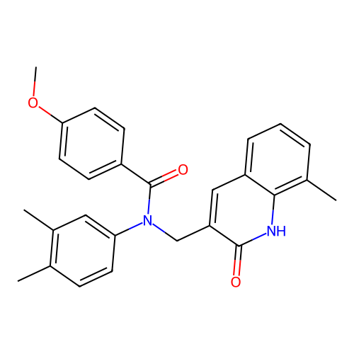 N-(3,4-dimethylphenyl)-4-methoxy-N-[(8-methyl-2-oxo-1H-quinolin-3-yl)methyl]benzamide structure