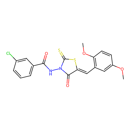 (Z)-3-chloro-N-(5-(2,5-dimethoxybenzylidene)-4-oxo-2-thioxothiazolidin-3-yl)benzamide structure
