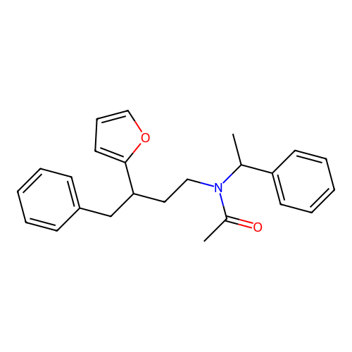 N-[3-(furan-2-yl)-4-phenylbutyl]-N-(1-phenylethyl)acetamide structure