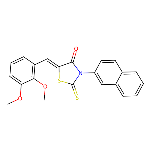 (Z)-5-(2,3-dimethoxybenzylidene)-3-(naphthalen-2-yl)-2-thioxothiazolidin-4-one structure