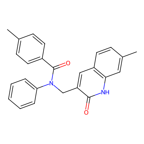 4-methyl-N-[(7-methyl-2-oxo-1H-quinolin-3-yl)methyl]-N-phenylbenzamide structure