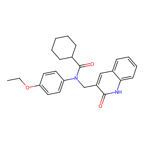 N-(4-ethoxyphenyl)-N-[(2-oxo-1H-quinolin-3-yl)methyl]cyclohexanecarboxamide structure