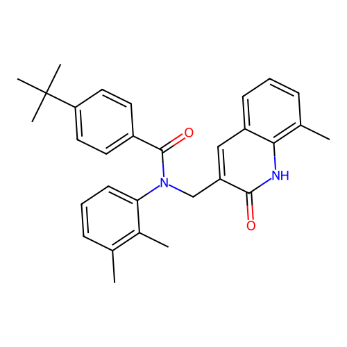 4-(tert-butyl)-N-(2,3-dimethylphenyl)-N-((2-hydroxy-8-methylquinolin-3-yl)methyl)benzamide structure