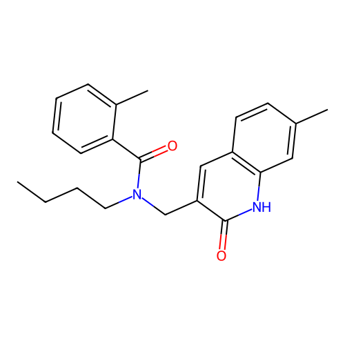 N-butyl-2-methyl-N-[(7-methyl-2-oxo-1H-quinolin-3-yl)methyl]benzamide structure