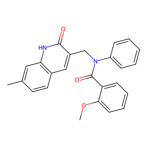 2-methoxy-N-[(7-methyl-2-oxo-1H-quinolin-3-yl)methyl]-N-phenylbenzamide structure