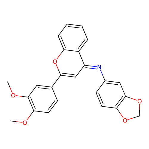 (E)-N-(2-(3,4-dimethoxyphenyl)-4H-chromen-4-ylidene)benzo[d][1,3]dioxol-5-amine structure