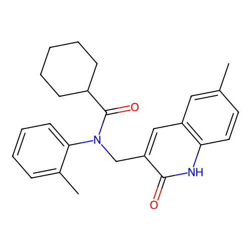 N-((2-hydroxy-6-methylquinolin-3-yl)methyl)-N-(o-tolyl)cyclohexanecarboxamide structure