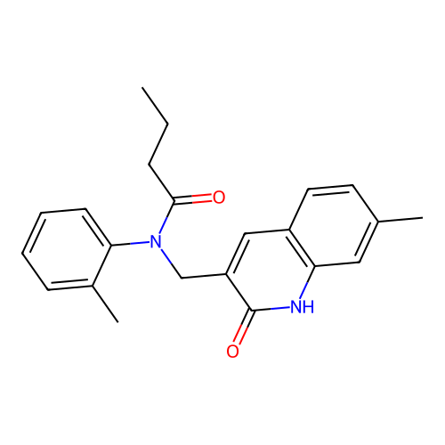 N-[(7-methyl-2-oxo-1H-quinolin-3-yl)methyl]-N-(2-methylphenyl)butanamide structure