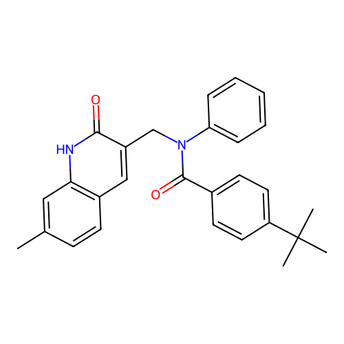 4-tert-butyl-N-[(7-methyl-2-oxo-1H-quinolin-3-yl)methyl]-N-phenylbenzamide structure
