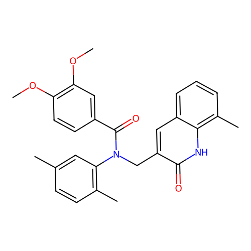 N-(2,5-dimethylphenyl)-3,4-dimethoxy-N-[(8-methyl-2-oxo-1H-quinolin-3-yl)methyl]benzamide structure