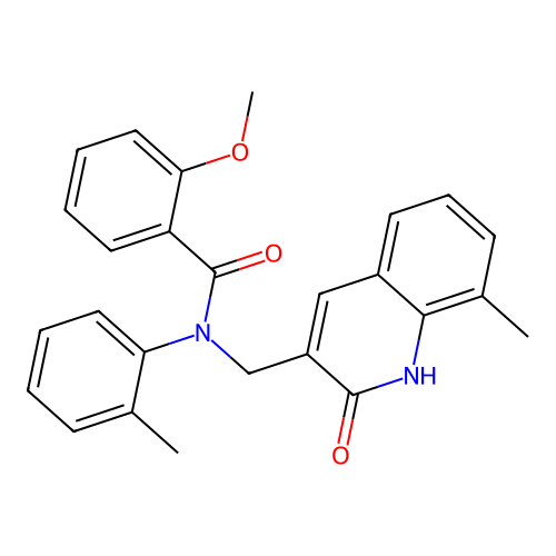 2-methoxy-N-[(8-methyl-2-oxo-1,2-dihydroquinolin-3-yl)methyl]-N-(2-methylphenyl)benzamide structure