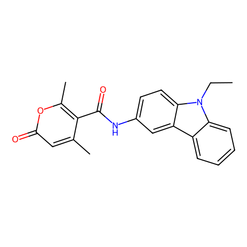 N-(9-ethyl-9H-carbazol-3-yl)-4,6-dimethyl-2-oxo-2H-pyran-5-carboxamide structure