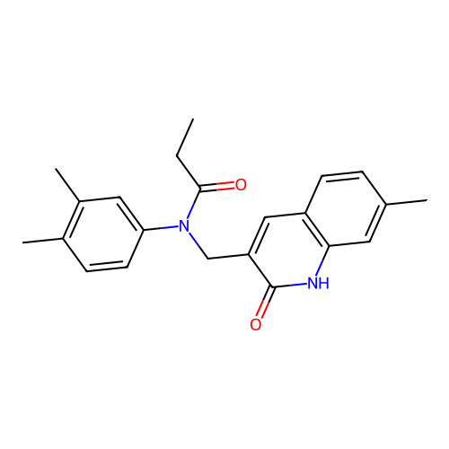 N-(3,4-dimethylphenyl)-N-[(7-methyl-2-oxo-1H-quinolin-3-yl)methyl]propanamide structure