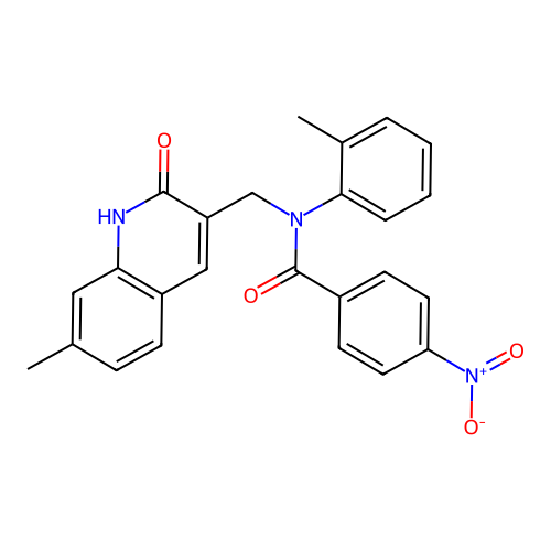 N-[(7-methyl-2-oxo-1H-quinolin-3-yl)methyl]-N-(2-methylphenyl)-4-nitrobenzamide structure