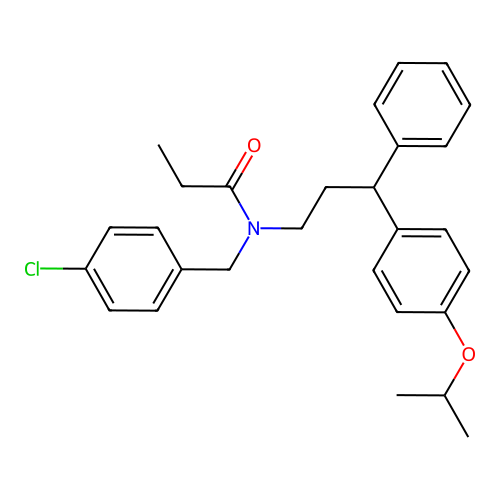 N-(4-chlorobenzyl)-N-(3-(4-isopropoxyphenyl)-3-phenylpropyl)propionamide structure