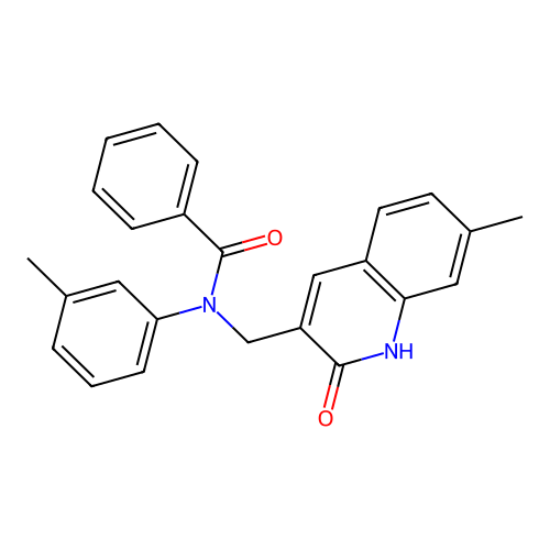 N-[(7-methyl-2-oxo-1H-quinolin-3-yl)methyl]-N-(3-methylphenyl)benzamide structure
