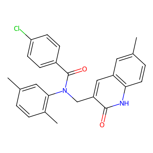 4-chloro-N-(2,5-dimethylphenyl)-N-((2-hydroxy-6-methylquinolin-3-yl)methyl)benzamide structure