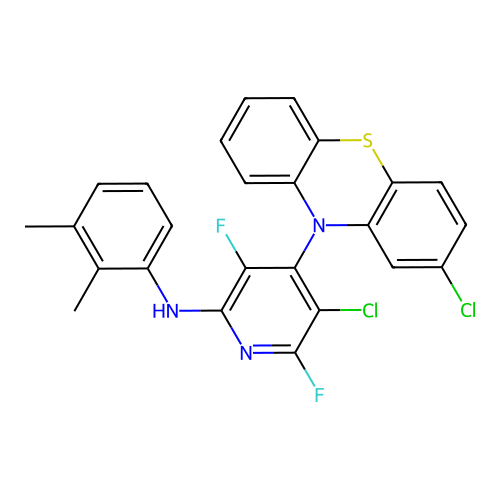 5-chloro-4-(2-chloro-10H-phenothiazin-10-yl)-N-(2,3-dimethylphenyl)-3,6-difluoropyridin-2-amine structure
