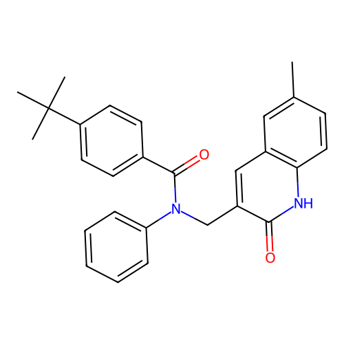 4-tert-butyl-N-[(6-methyl-2-oxo-1H-quinolin-3-yl)methyl]-N-phenylbenzamide structure