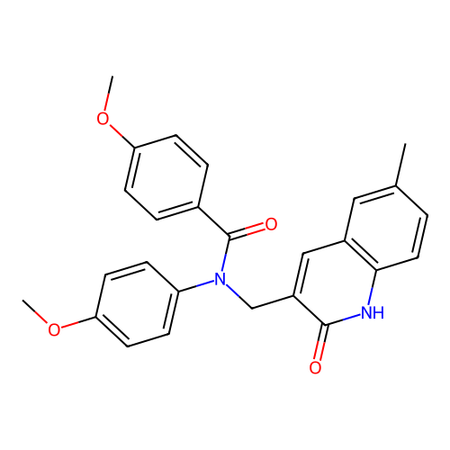 4-methoxy-N-(4-methoxyphenyl)-N-[(6-methyl-2-oxo-1H-quinolin-3-yl)methyl]benzamide structure